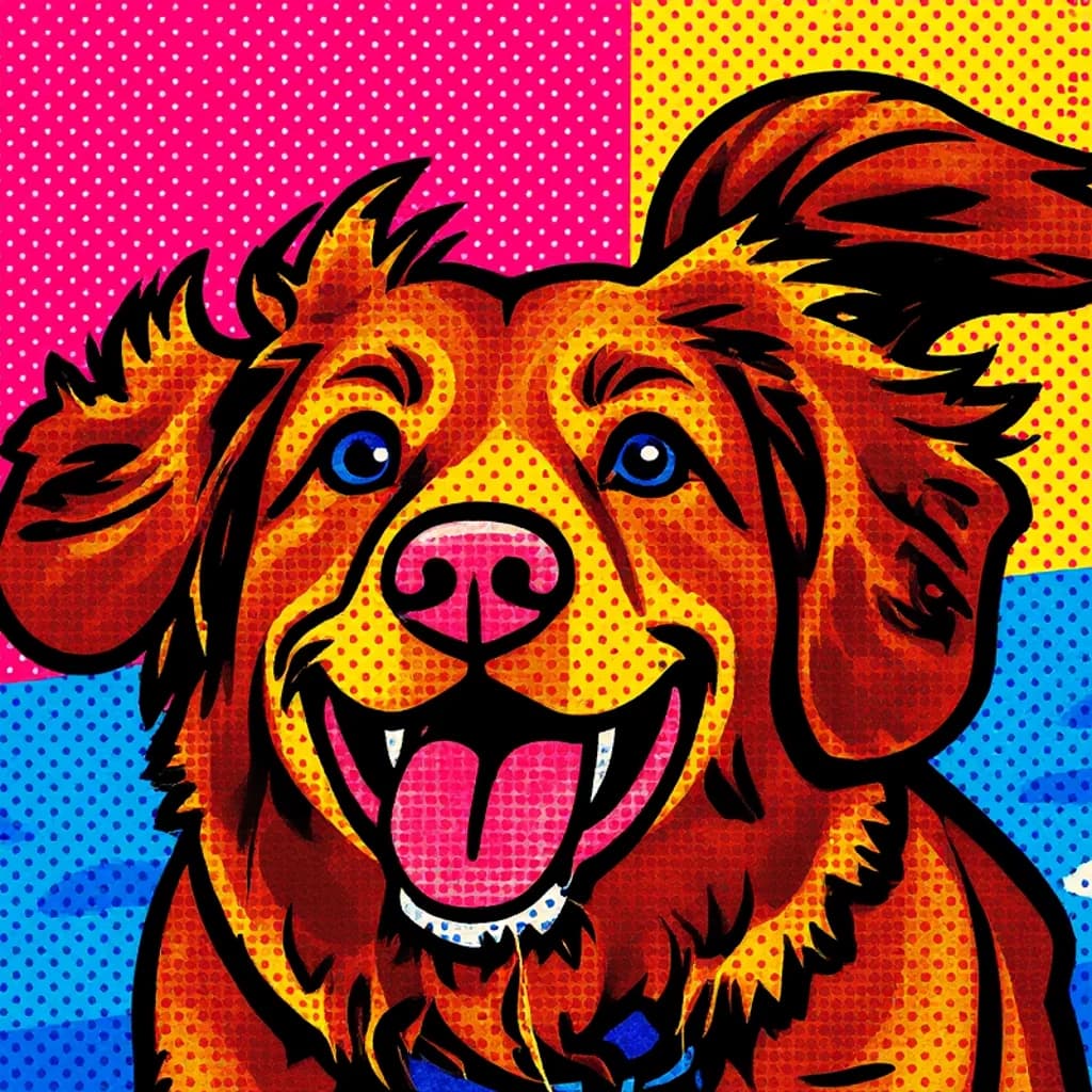 Portrait pop art d'un Berger Australien — style Picapaw